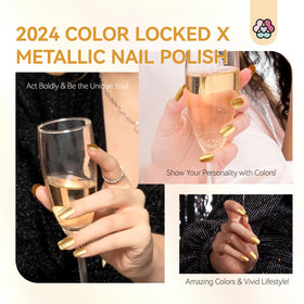 SAVILAND chrome-finish fingernails displaying reflective gold shine for striking manicure