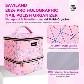 SAVILAND holographic PU leather texture highlighting water-resistant easy-clean surface