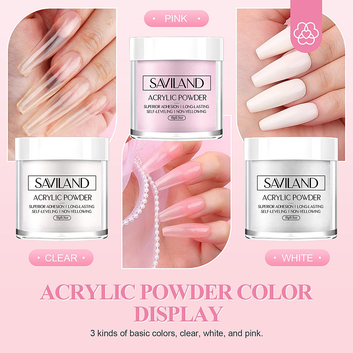 SAVILAND brush applying acrylic bead to nail demonstrating beginner-friendly technique