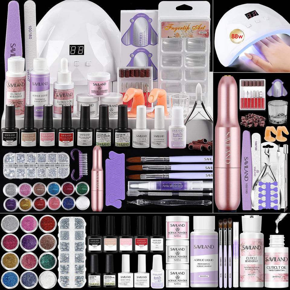 SAVILAND full kit opened showing organized tools and supplies for easy at-home nails