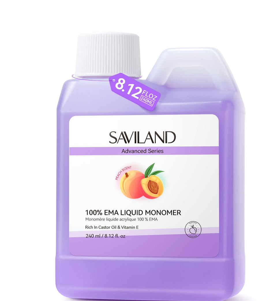 SAVILAND front packaging showing 240ml bottle and clear monomer benefit