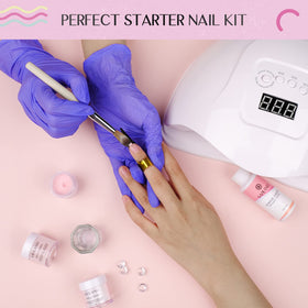 SAVILAND nail forms and press-on nails arranged to demonstrate quick extension options