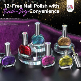 SAVILAND manicure hand swatch demonstrating multishift chrome finish and bold shine
