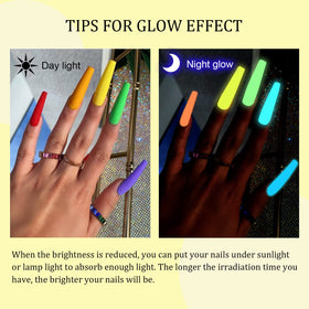 SAVILAND nails in use at a party showing glow effect and style benefit