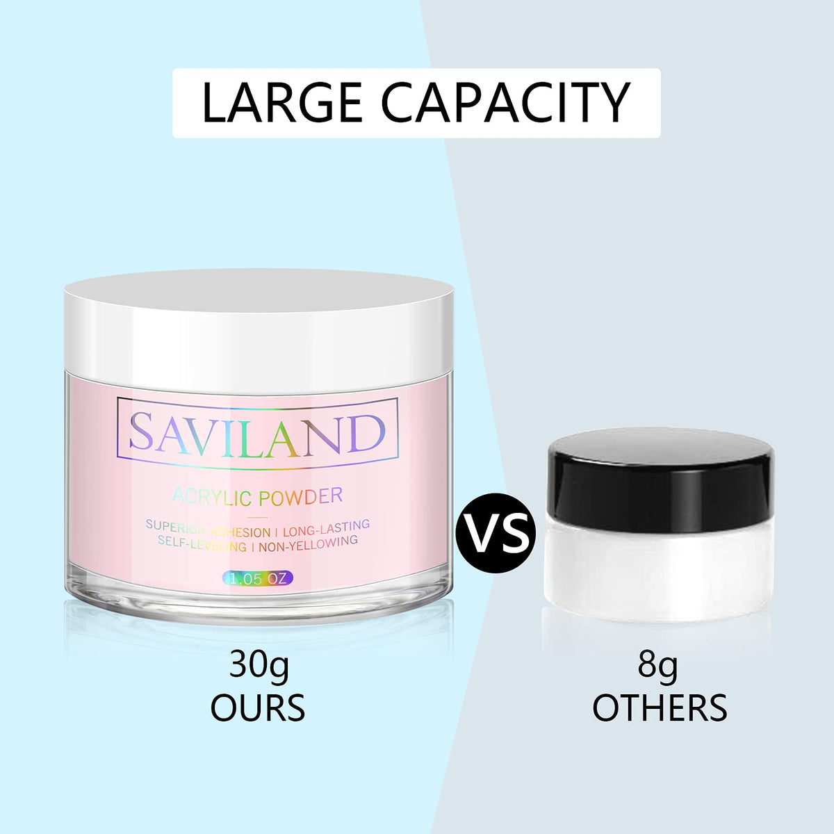 Saviland French manicure example using pink powder showing clean natural-looking tips