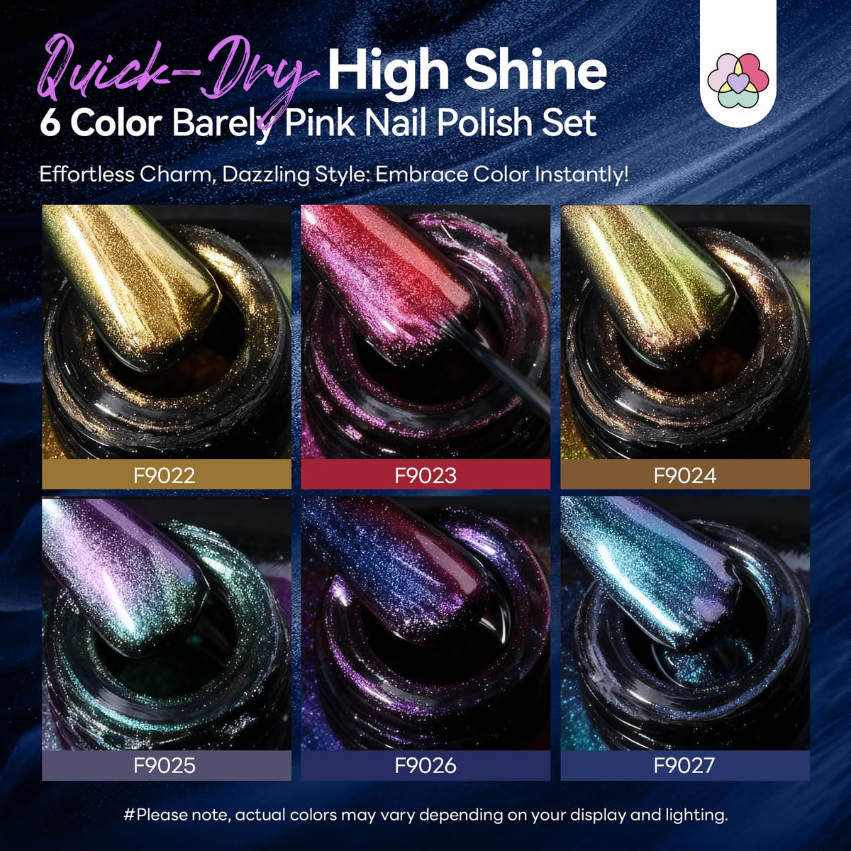 SAVILAND color swatch fan displaying six holographic shades and easy color selection