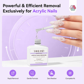 SAVILAND remover bottle closeup highlighting fast dissolution