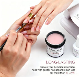 SAVILAND salon manicure scene showing professional finish and glossy shine