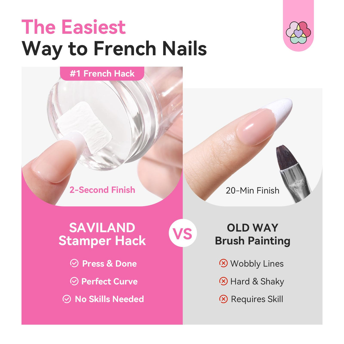 SAVILAND short stamper paired with two scrapers for clean polish removal