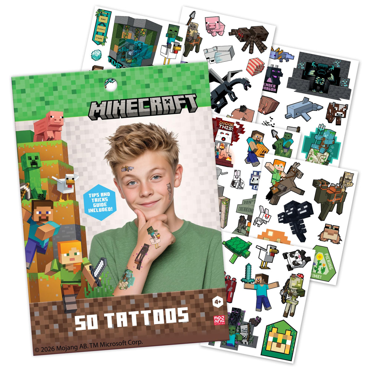 Savvi Minecraft front packaging showing 50 tattoos and safe-ink badge