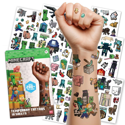 Savvi front packaging showing 200-piece Minecraft tattoo bulk pack and easy sharing