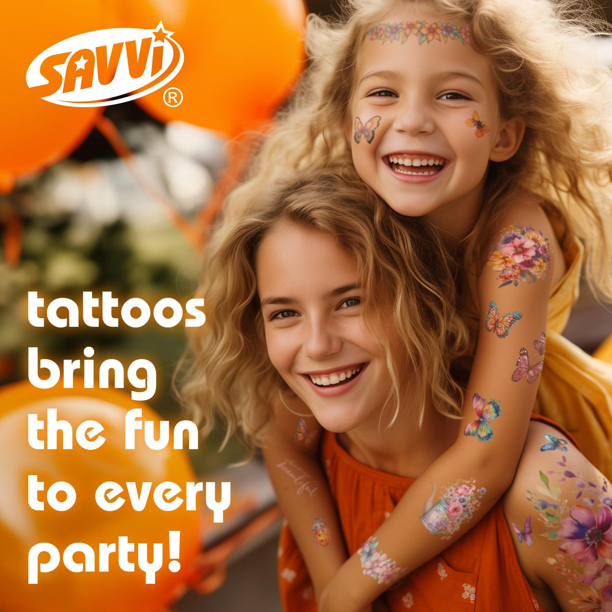 Savvi kids at a Peppa Pig themed party enjoying tattoos together