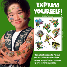 Savvi character portrait tattoo of a Turtle in action, adds playful costume detail