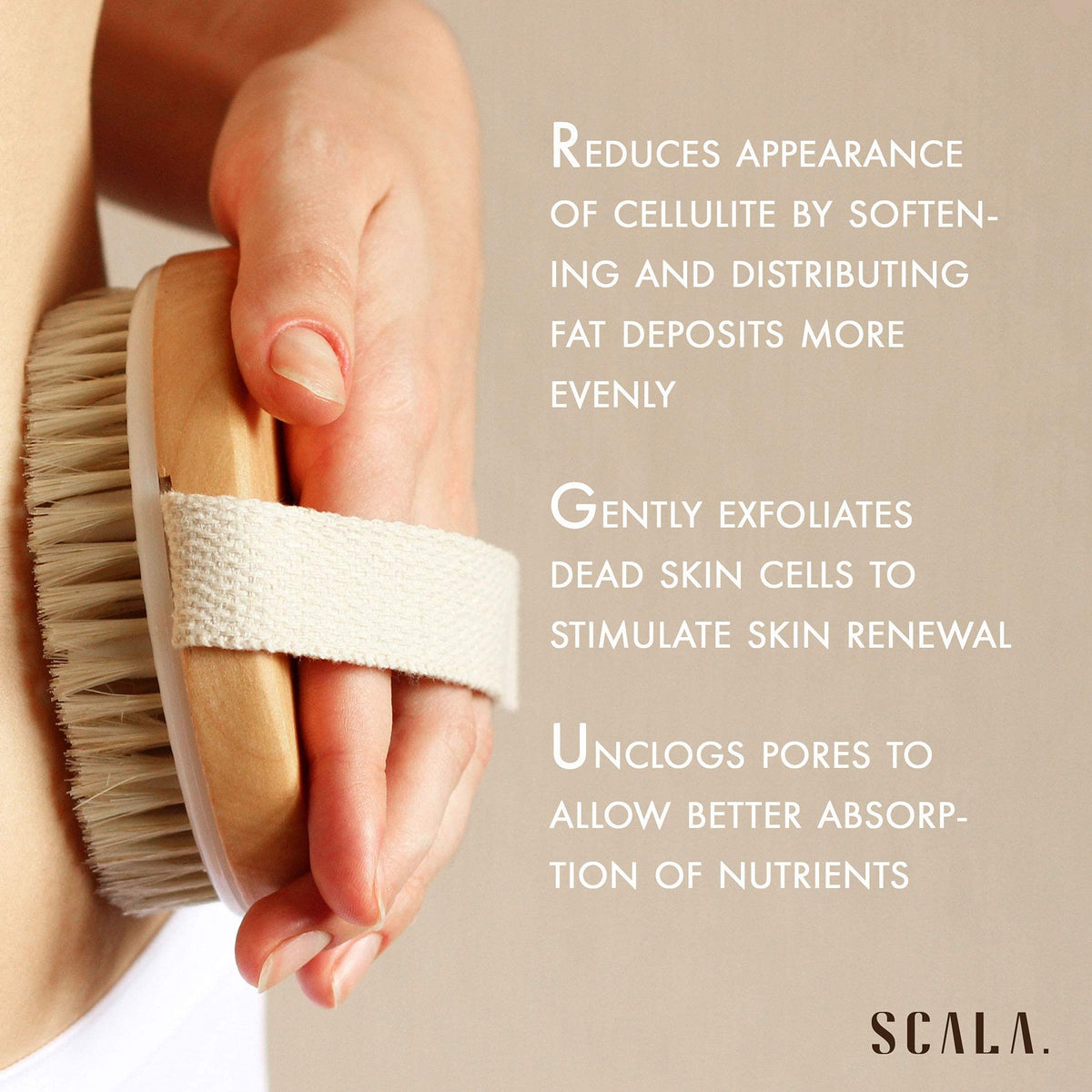 Scala brush beside moisturizer for scale and better product absorption benefits