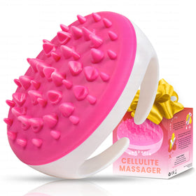 Scala front view of pink silicone massager showing ergonomic grip and benefits