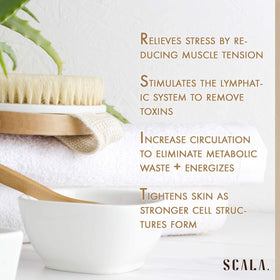 Scala brush in bathroom lifestyle scene illustrating daily self-care routine benefit