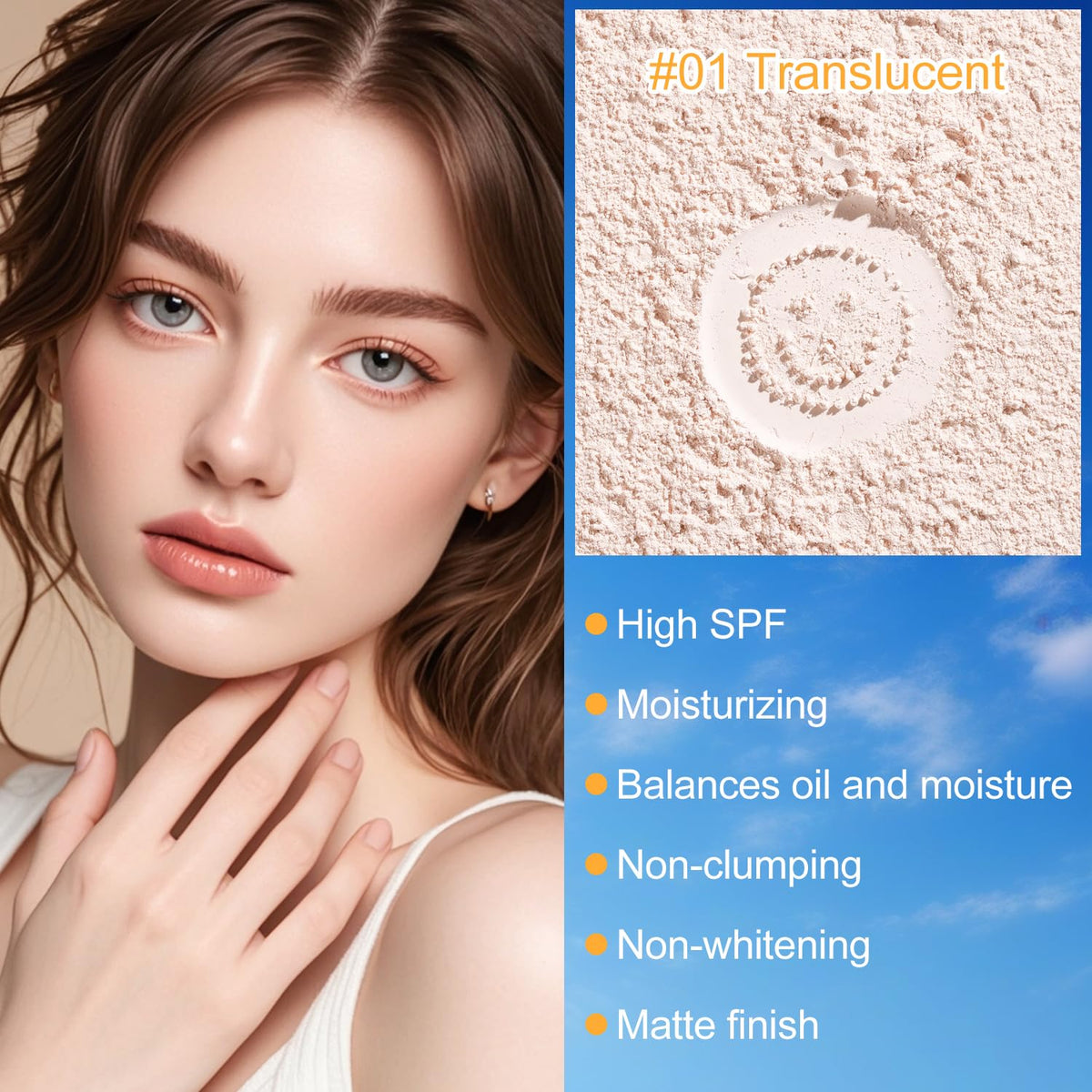 Scarman applying powder on face to set makeup and reduce shine benefit