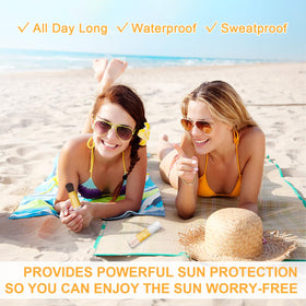 Scarman used outdoors on beach to protect skin and control oil during activities