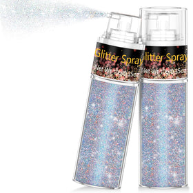 Scarman front-facing glitter spray bottle showing label and pump, portable glam on the go