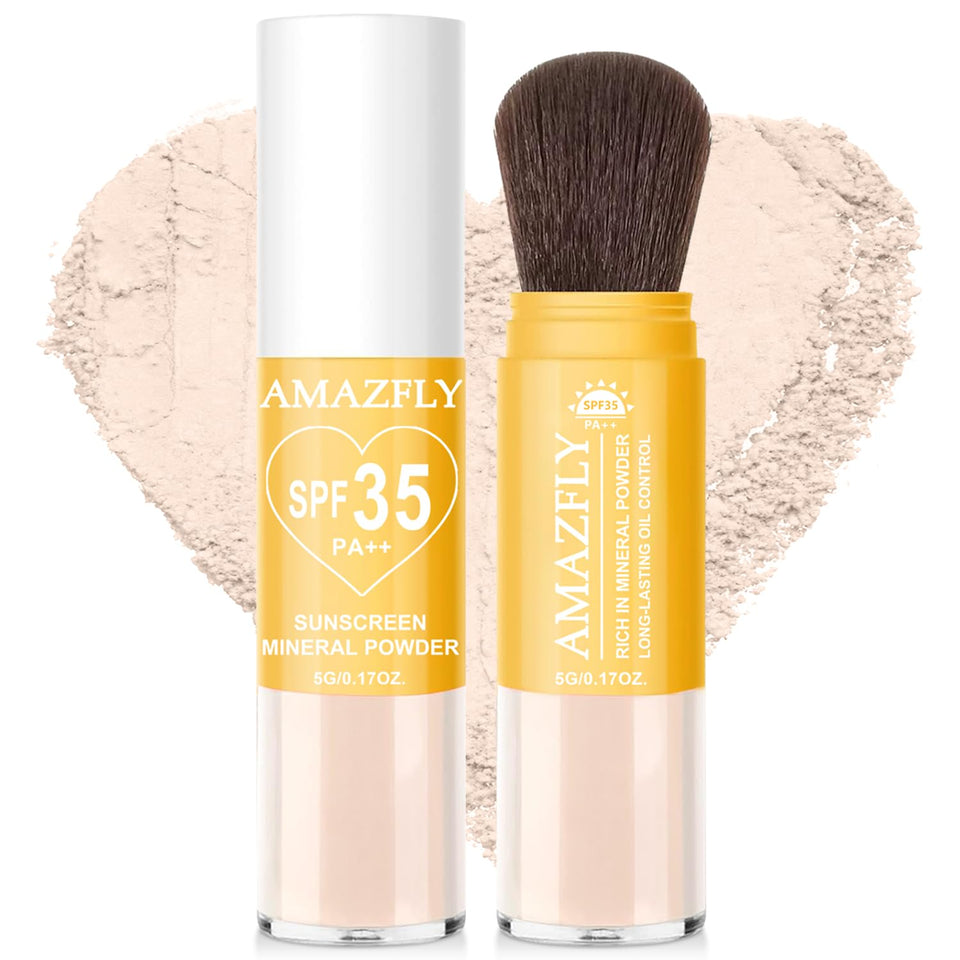 Scarman front packaging showing powder brush and compact for quick touch-ups