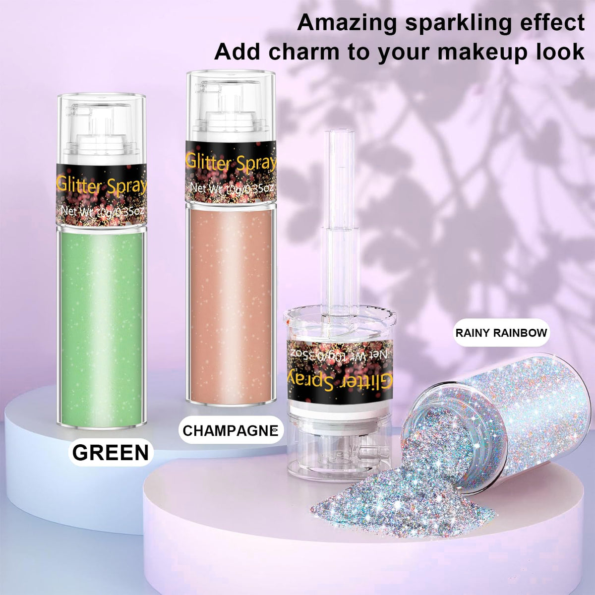 Scarman glitter on shoulders and arms close-up, creates camera-friendly body highlight