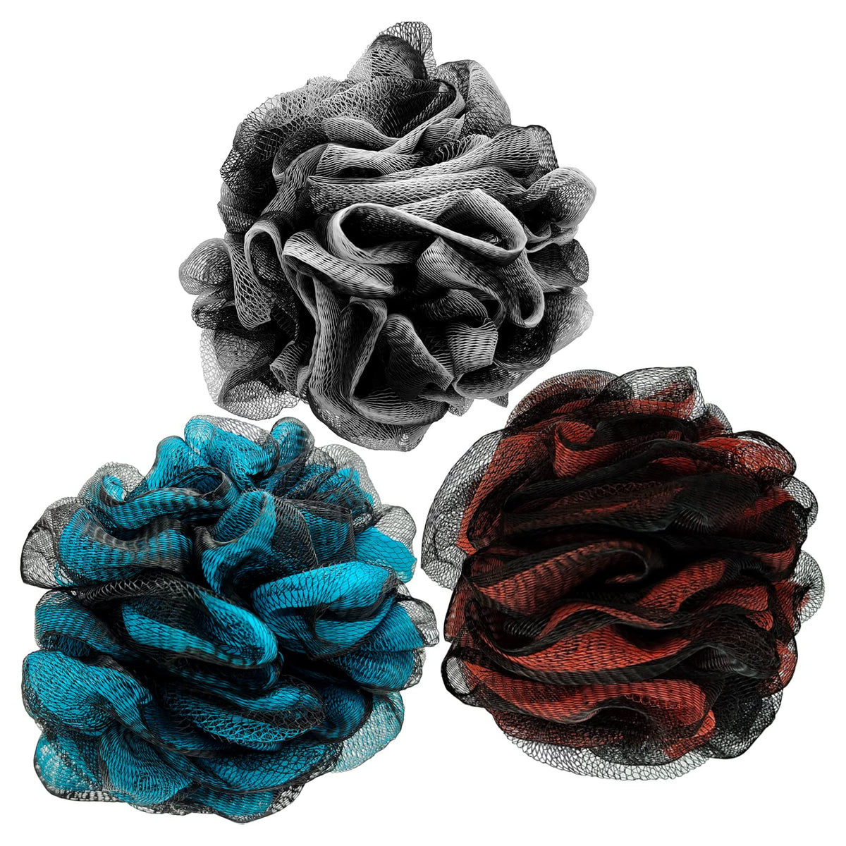 Scartink front view of three extra-large 75g loofah pack showing size and color benefits
