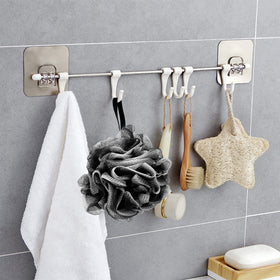 Scartink three poufs held in hand illustrating 6.3 inch scale for quicker showers