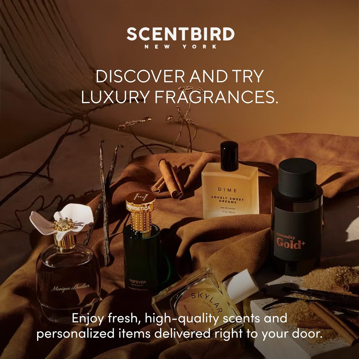 Scentbird ingredients label close-up, communicates transparency and notes