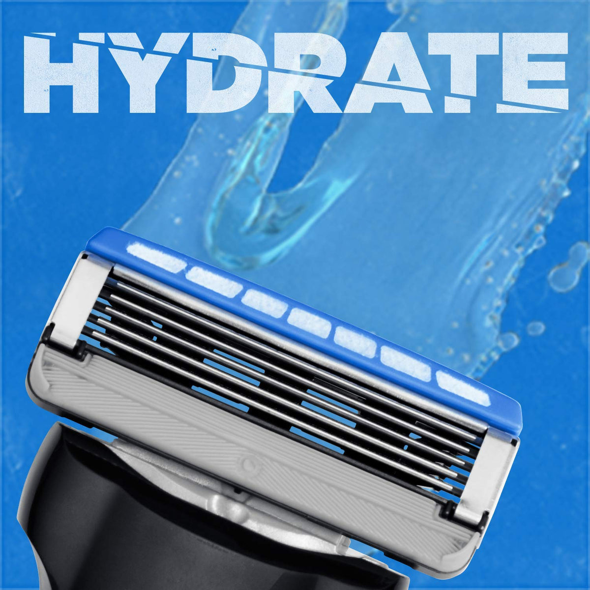 Schick Hydro 5 close-up blades illustrating five ultra-glide blades benefit