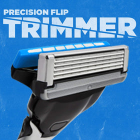Schick Hydro 5 flip trimmer demonstration showing precision trimming use