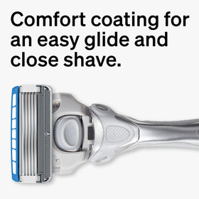 Schick Hydro close-up of five blades highlighting durable shave