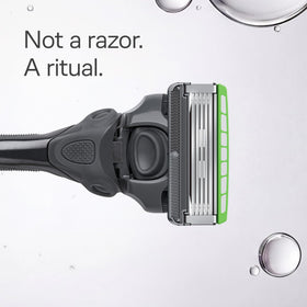 Schick Hydro Sensitive blade cartridge detail displaying five blades and skin guards