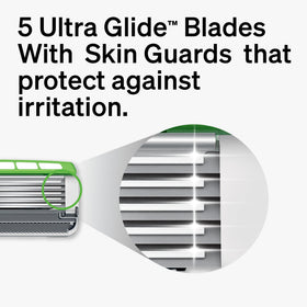 schick Hydro Sensitive gel pools detail showing aloe hydration for reduced friction