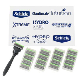 Schick Hydro Sensitive handle close-up with shock absorb grip for smoother control