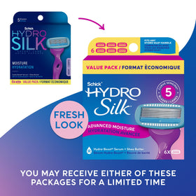 Schick Hydro Silk close-up of five curve-sensing blades for a smoother shave
