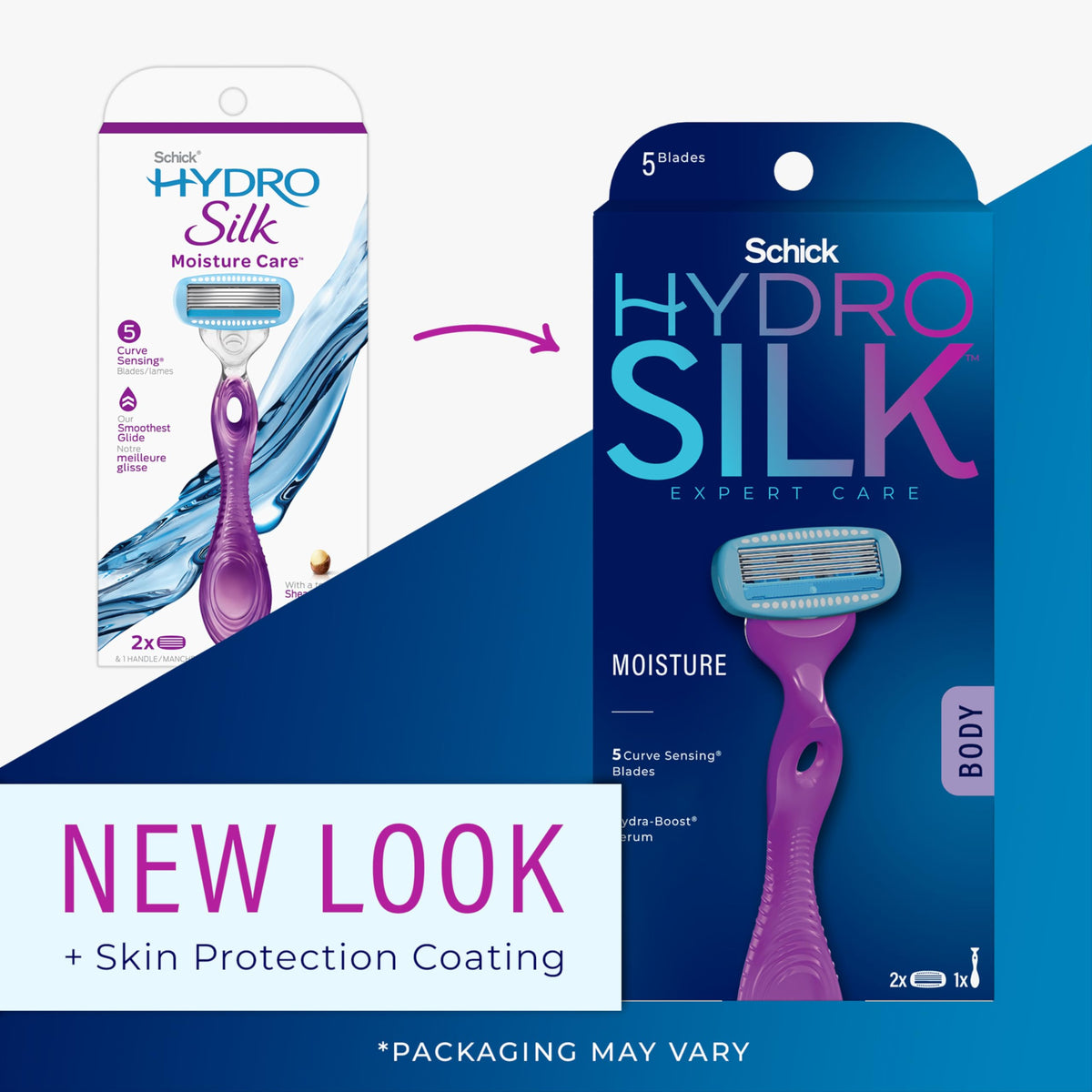 Schick Hydro Silk handle close-up with textured grip for control