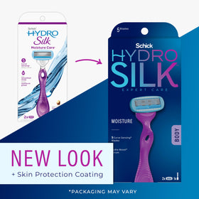 Schick Hydro Silk handle close-up with textured grip for control