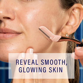 Schick Hydro Silk handle closeup highlighting weighted metal and non-slip silicone grip benefit