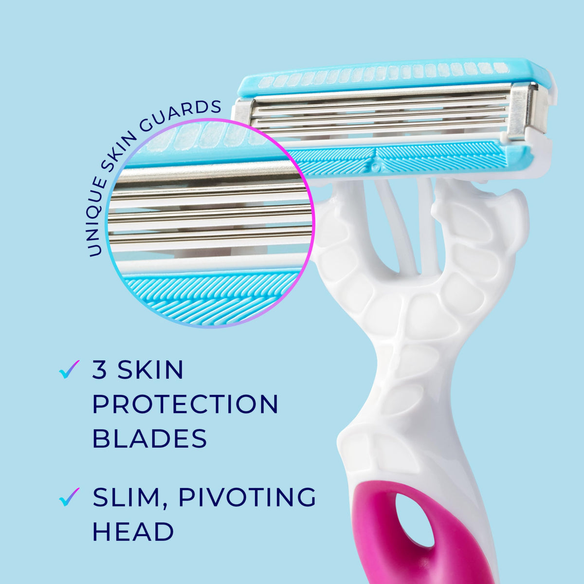 Schick Hydro Silk handle texture close-up for secure non-slip grip