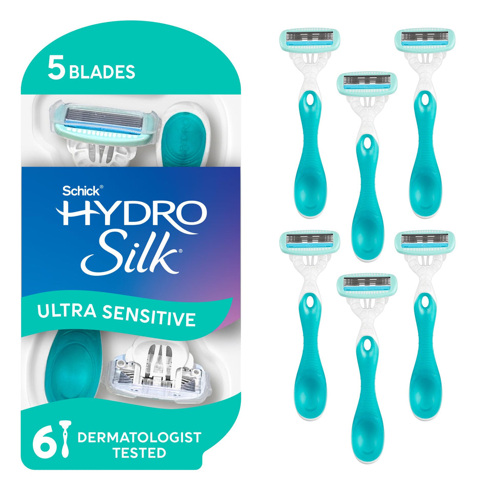 Schick Hydro Silk front packaging showing product and benefits for sensitive skin