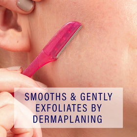 Before and after skin texture image demonstrating Schick Hydro Silk smoothing effect