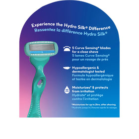 Schick Hydro Silk razor used on leg closeup showing smooth results and less irritation