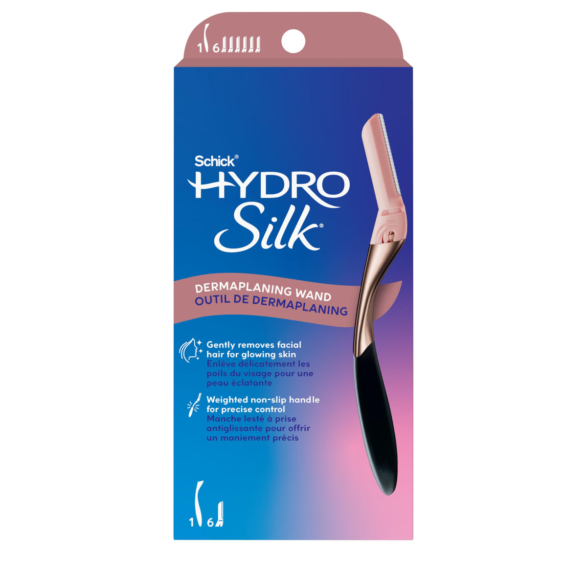 Schick Hydro Silk wand front view showing tool ready to use for smooth skin