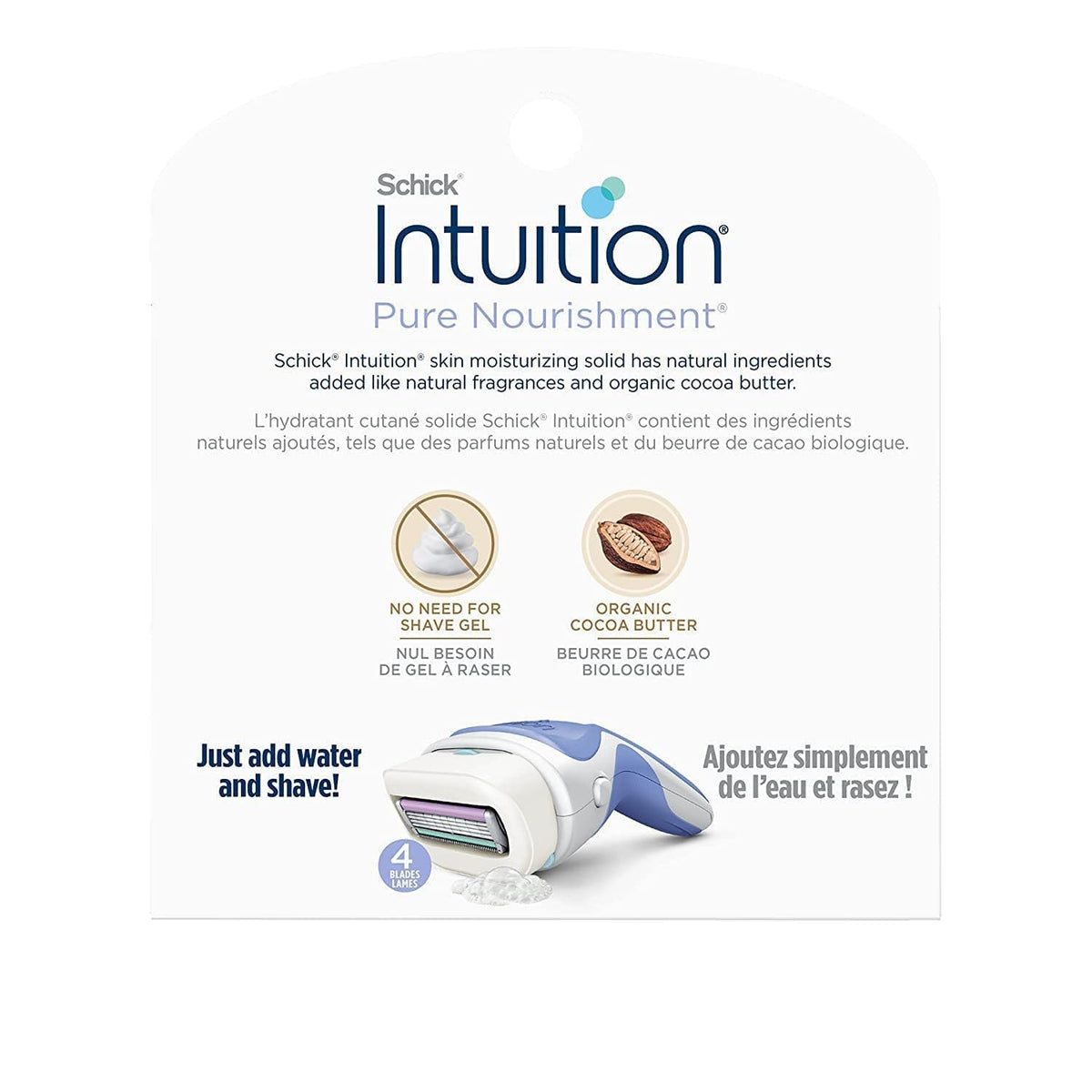 Schick Intuition moisturizing bar detail with cocoa butter for softer skin