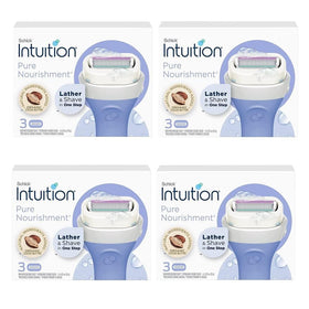 Schick Intuition front packaging showing 12 refills and moisturizing benefits