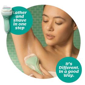 Schick Intuition ergonomic handle detail offering secure shower grip
