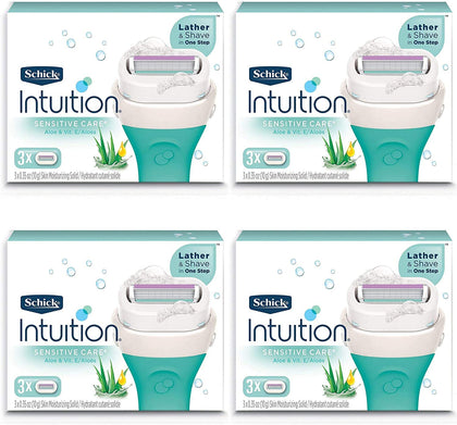 Schick Intuition refill front packaging showing count and benefits for quick shaving