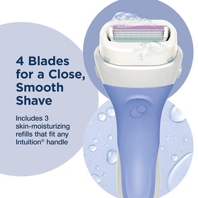 Schick Intuition refill installed on handle showing easy snap-on convenience