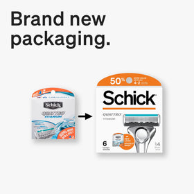 Schick close-up of titanium-coated blades showing edge detail for longer-lasting sharpness