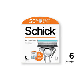Schick cartridge in use on jawline illustrating comfortable glide and consistent shave